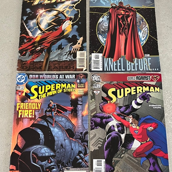 DC Comic Books. Flash and Superman Comic books. Direct Sales. Set of Four. * Read listing Descriptions