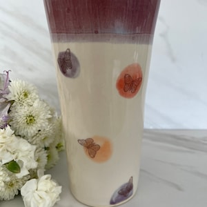 Butterfly Vase Beautiful Vintage Ceramic Butterfly  Design Vase 1990’s Signed Fohrenbacher