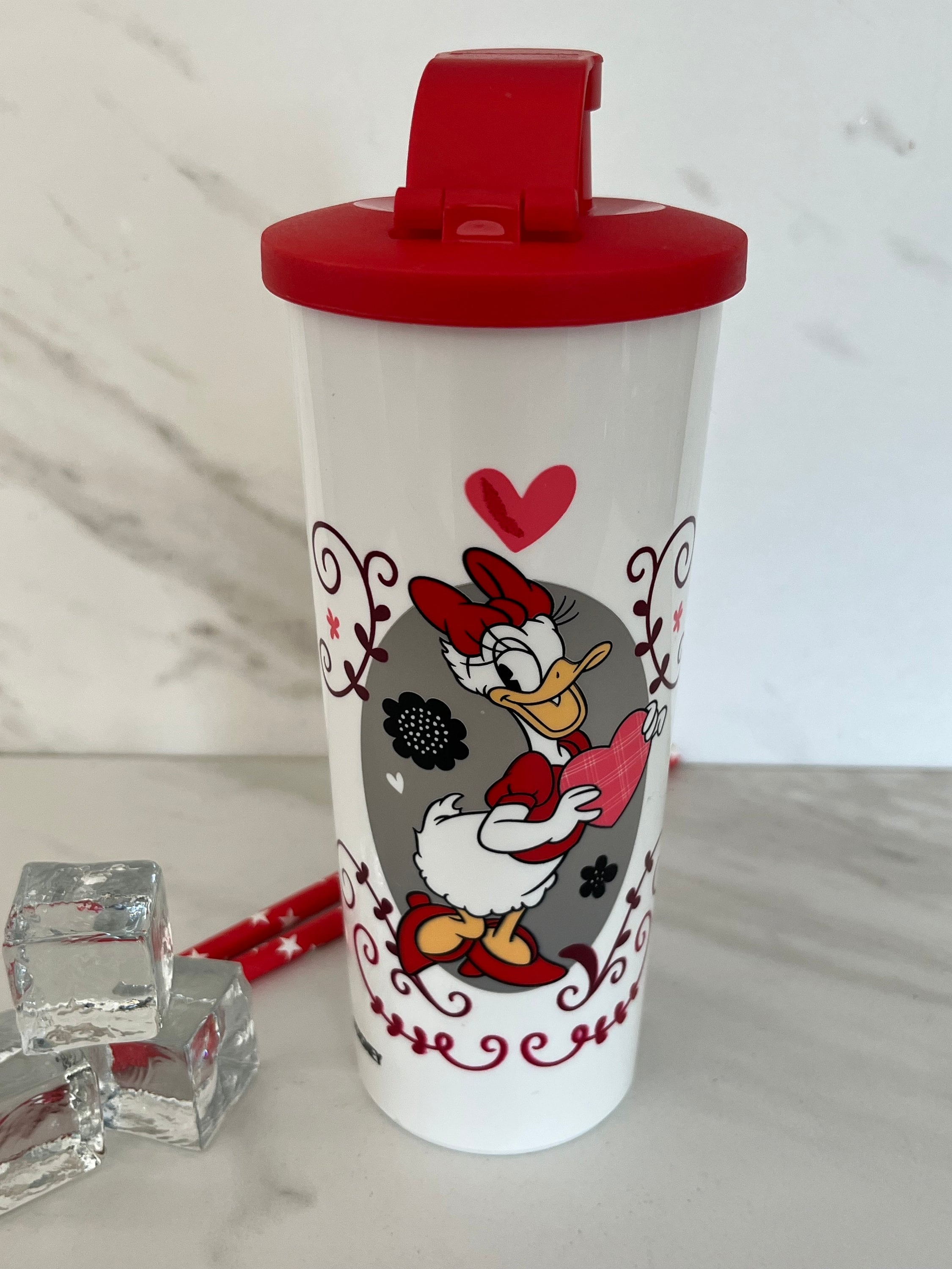 VTG Disney Tupperware Canister Red Lid Retro Mickey, Minnie, Donald, Goofy