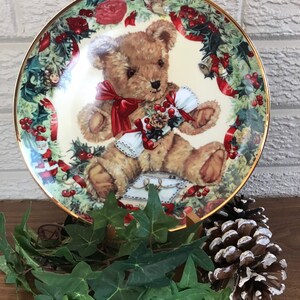 Plato decorativo navideño vintage con forma de osito de peluche