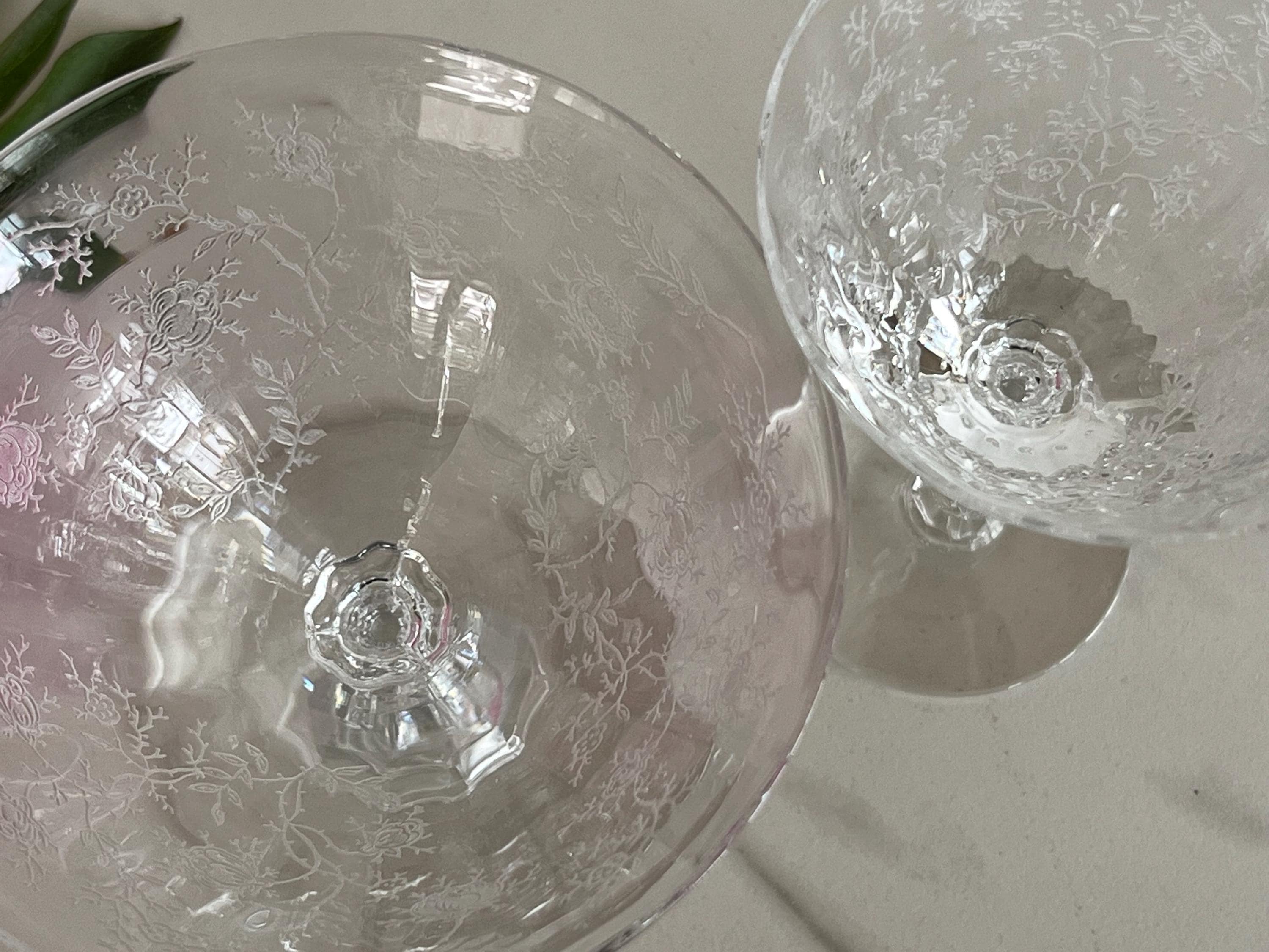Fostoria Chintz Pattern Vintage Etched Flower and Vines Crystal Fostoria Chintz Pattern Vintage Etched Flower and Vines Crystal