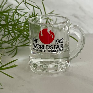 Worlds Fair Souvenir Shot Glass 1982 Knoxville Tennessee. Marked 1982