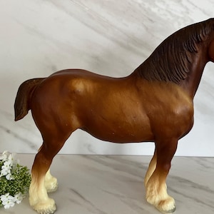 Breyer Vintage Clysdale Plastic Horse with Original Saddle. 1970’s. Horse Collection. Marked Breyer Molding Co.