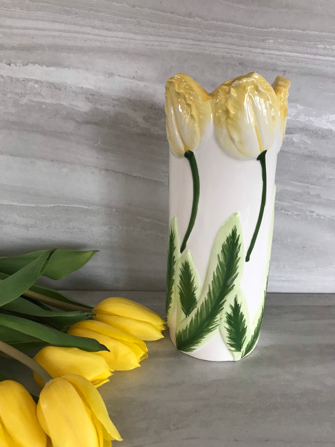 Vintage Ceramic Tulip Vase. Beautiful Three Dimensional Etsy