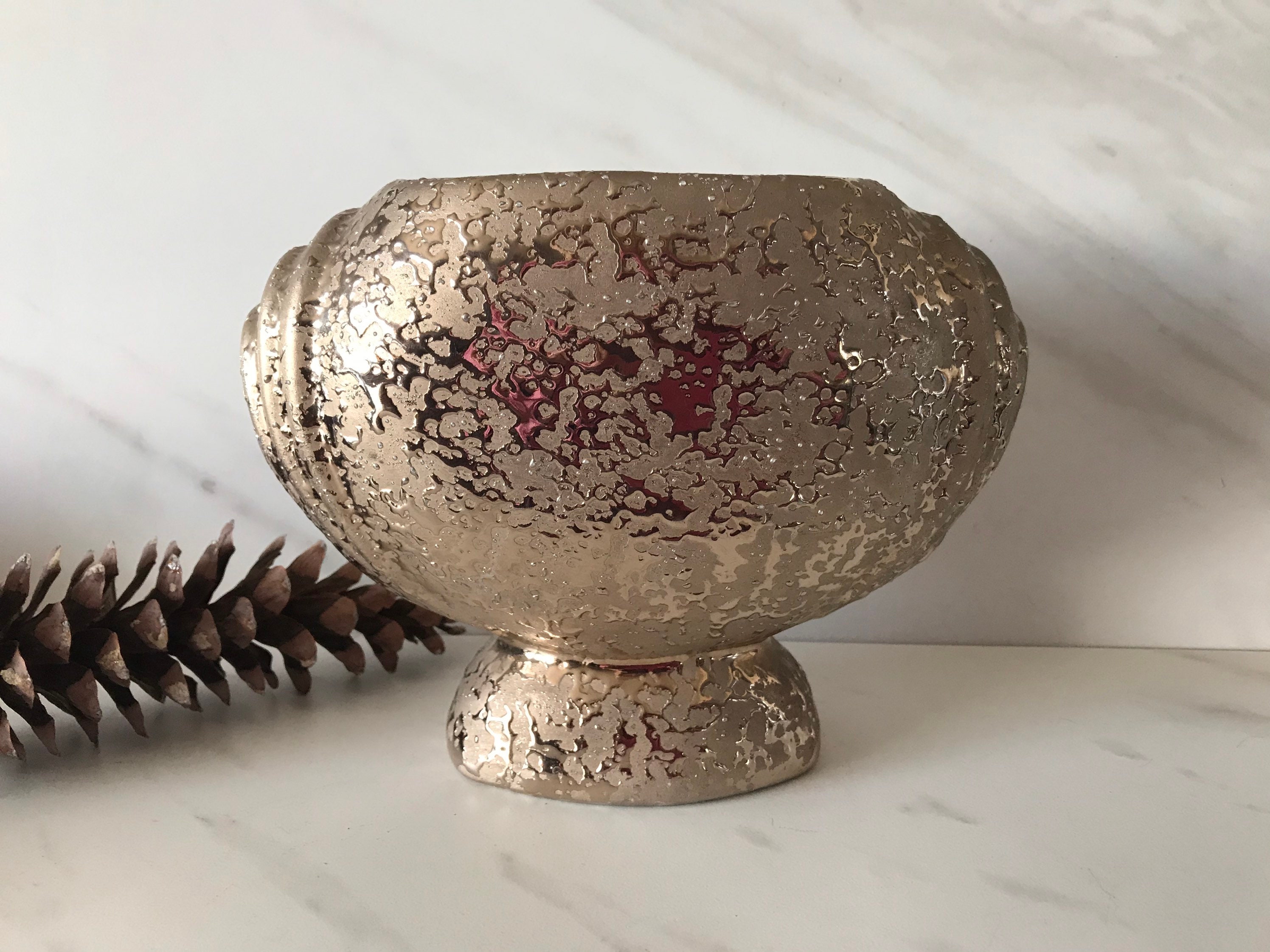 Mid Century Modern Vintage Weeping White Gold Vase. Made in Etsy