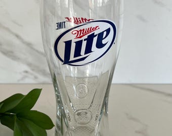 Miller Lite Beer Vintage Tall Pilsner Beer “It’s Miller Time” Beer Glass.
