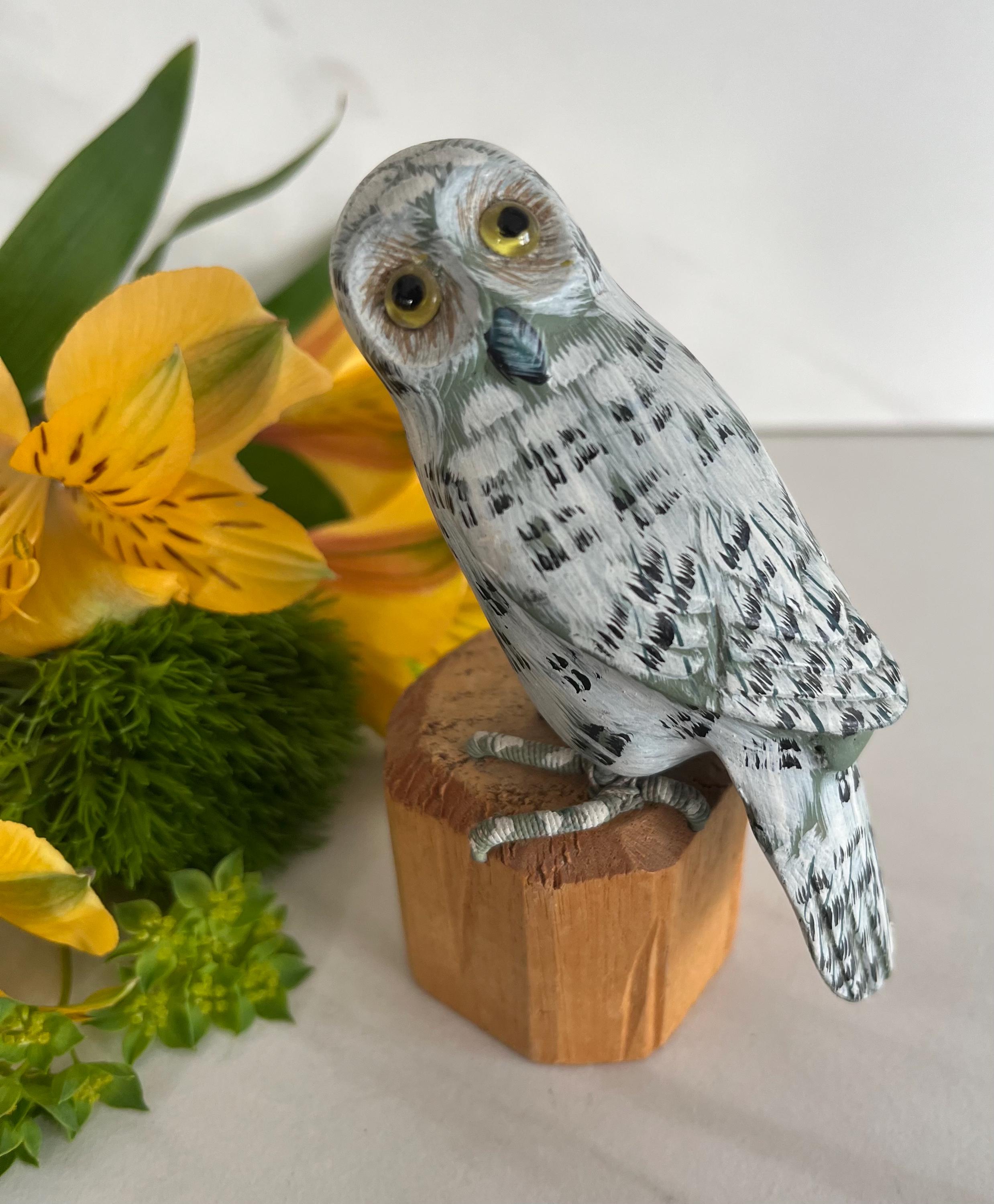 Owl Hand Carved Hand Painted Wooden 1970’s. Marked Marked Peoples Republic of China.
