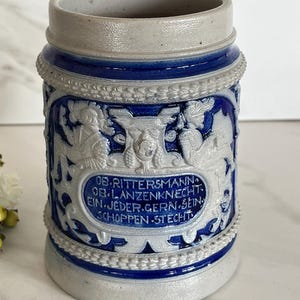 Beer Bier Vintage German Stoneware Pottery Beer Stein. German Souvenir Octoberfest Barware Tankard.