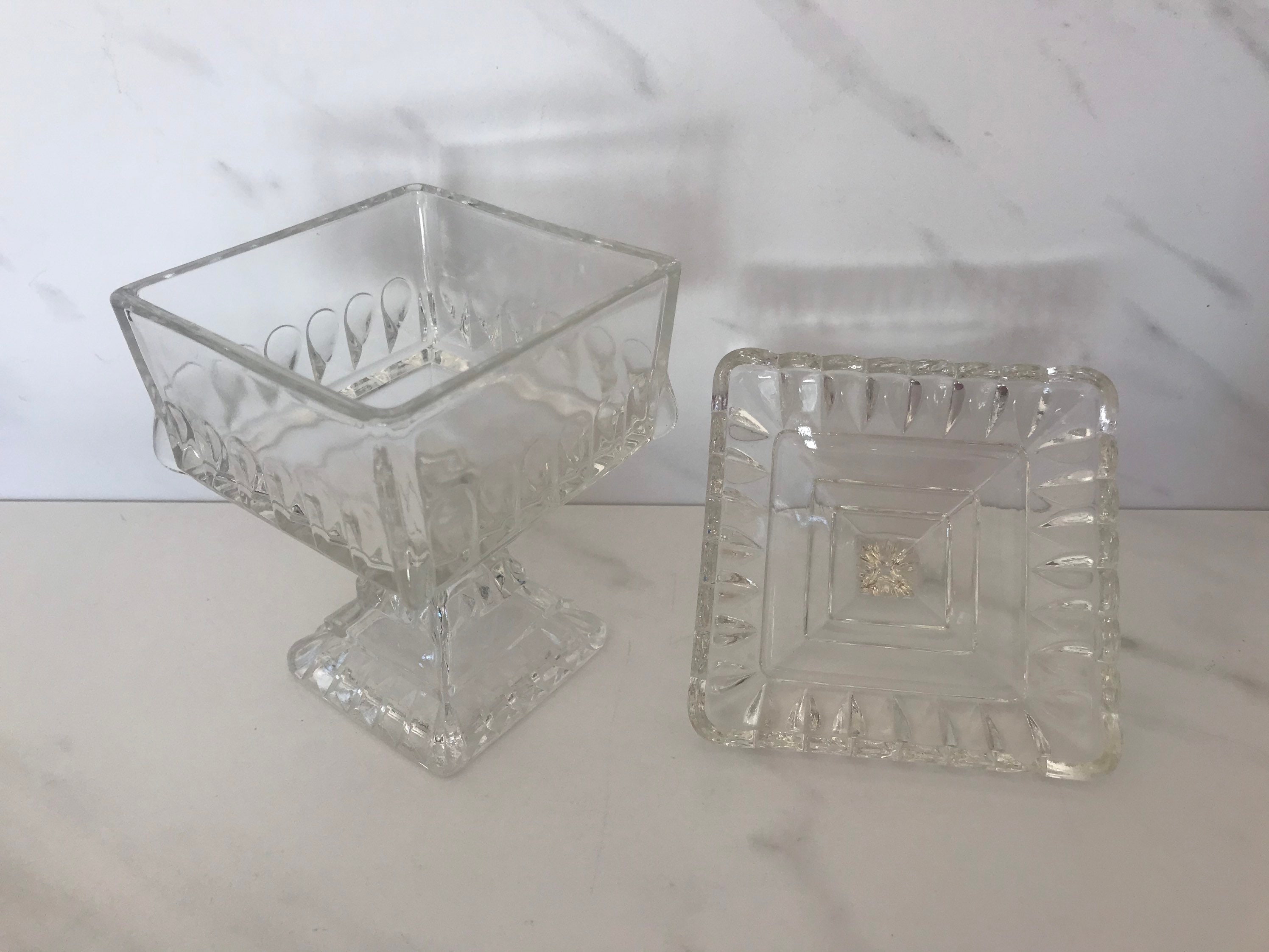Candy Dish Westmoreland Clear Glass Vintage Square Covered