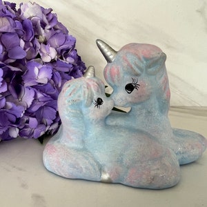 Unicorn Mother and Baby Vintage Figurine.  Handmade 1980’s