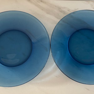 Vintage Soft Azure Blue Glass Serving Dishes or Platters. 2 Plates.