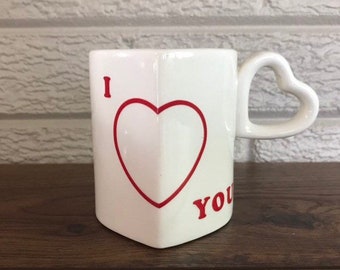 Valentine Vintage “I Love You&quot; Heart Shaped Tea Cup, Coffee Mug or Small Vase 1970’s Beautiful!