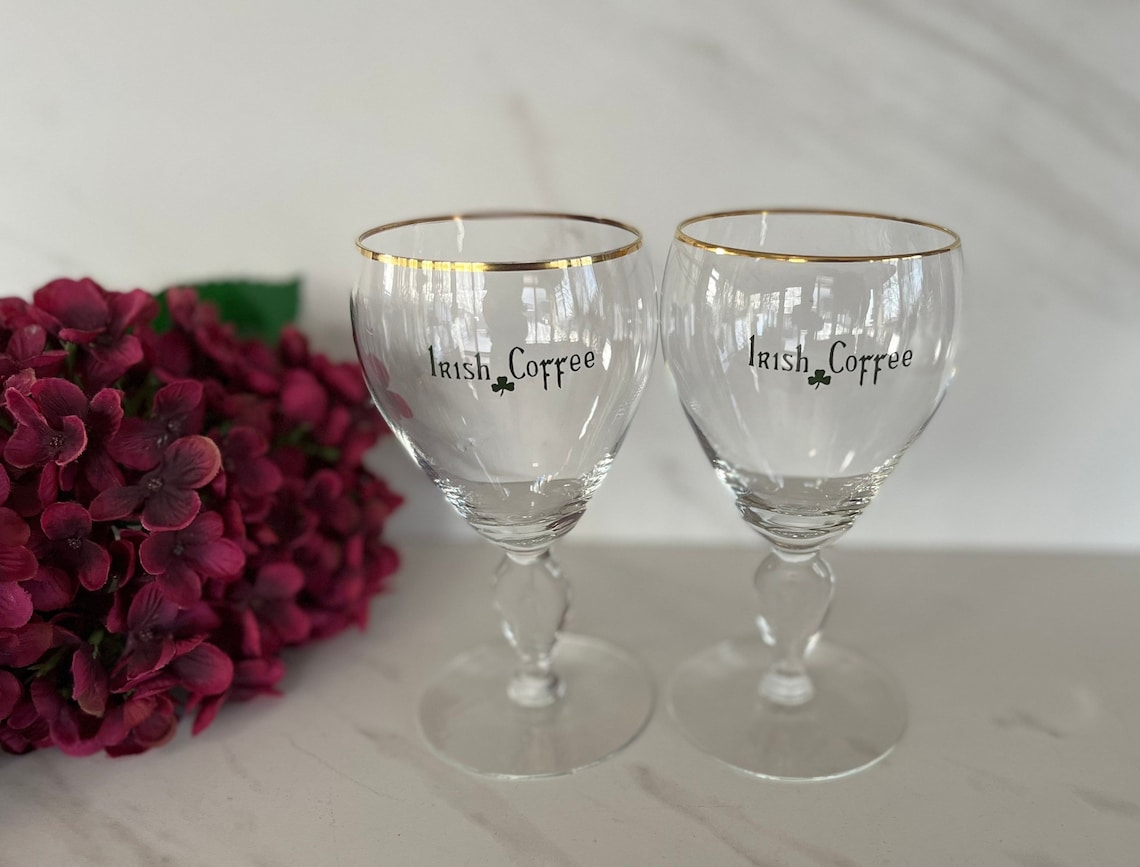Vintage Irish Coffee Crystal Glasses With irish Coffee Etsy