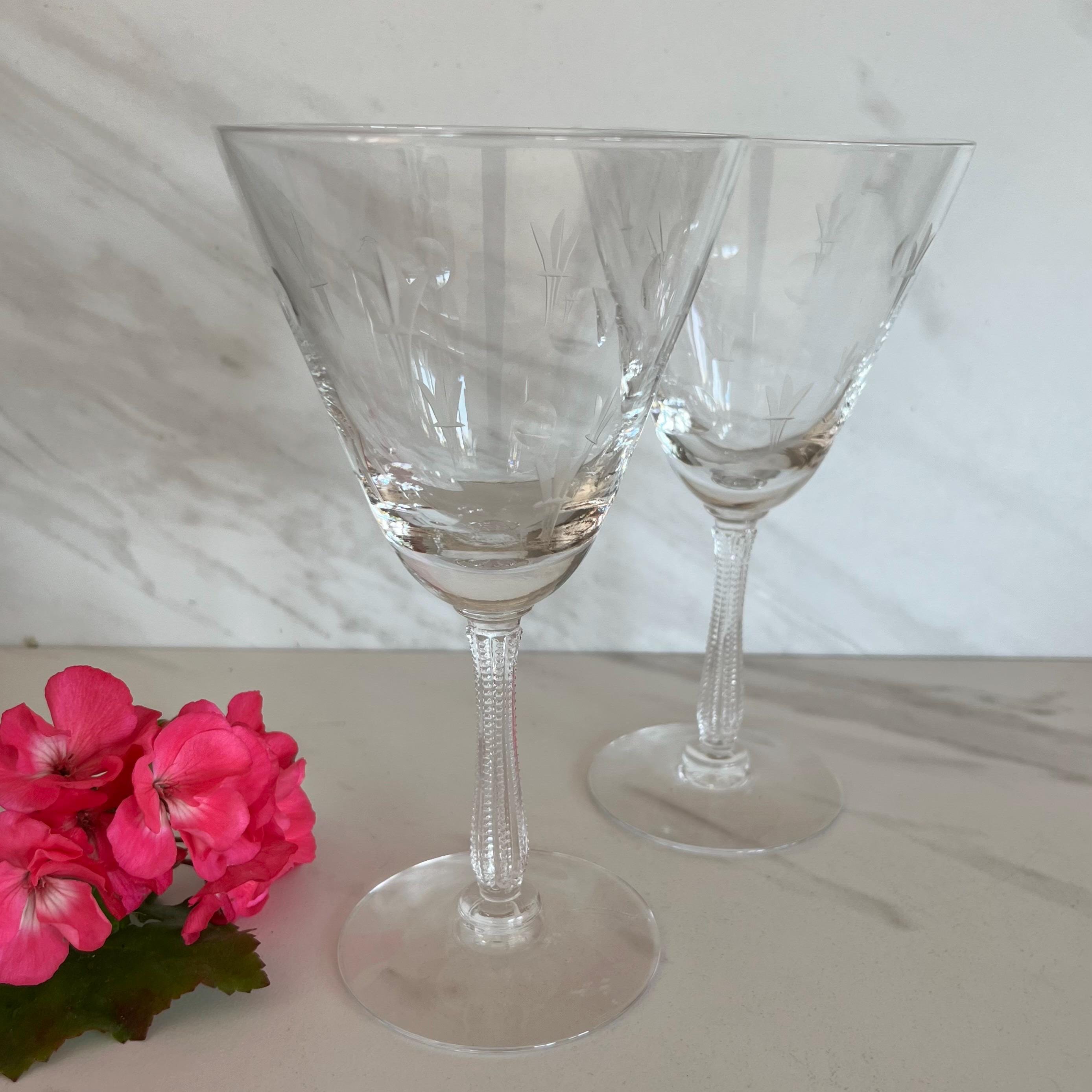 Lady Hilton by Nancy Prentiss Crystal Water or Wine Glasses. Set