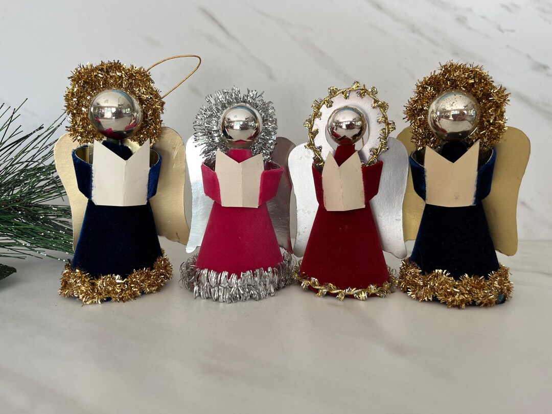 Caroling Angel Cone Ornaments. Mercury Heads and Cardboard Felt Cone ...