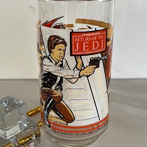 Star Wars Return of The Jedi. Hans Solo in the Tatooine Desert. Vintage Libbey Glass. Burger King Coca-Cola 1983 Souvenir Glass.