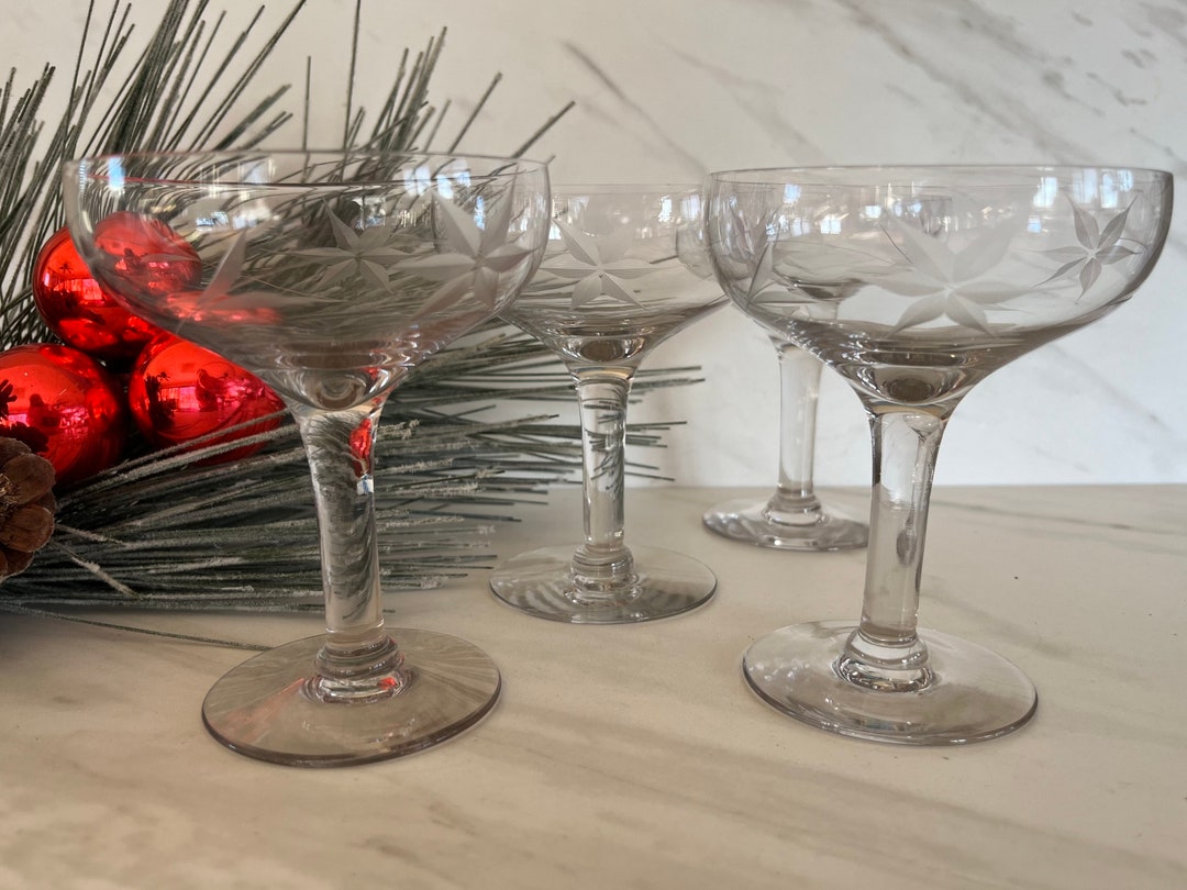 Manhattans Anyone Etched Atomic Flower Star Coupe or Martini Etsy