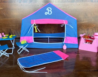 Set de camping vintage de Barbie. Marcado Mattel 1991 n.° 7223 Hong Kong en la caja. *Lea el listado para más detalles.