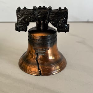 Liberty Bell Brushed Cooper Metal Vintage Liberty Bell with metal ringer and metal handle. 1960/1970’s Let Freedom Ring!