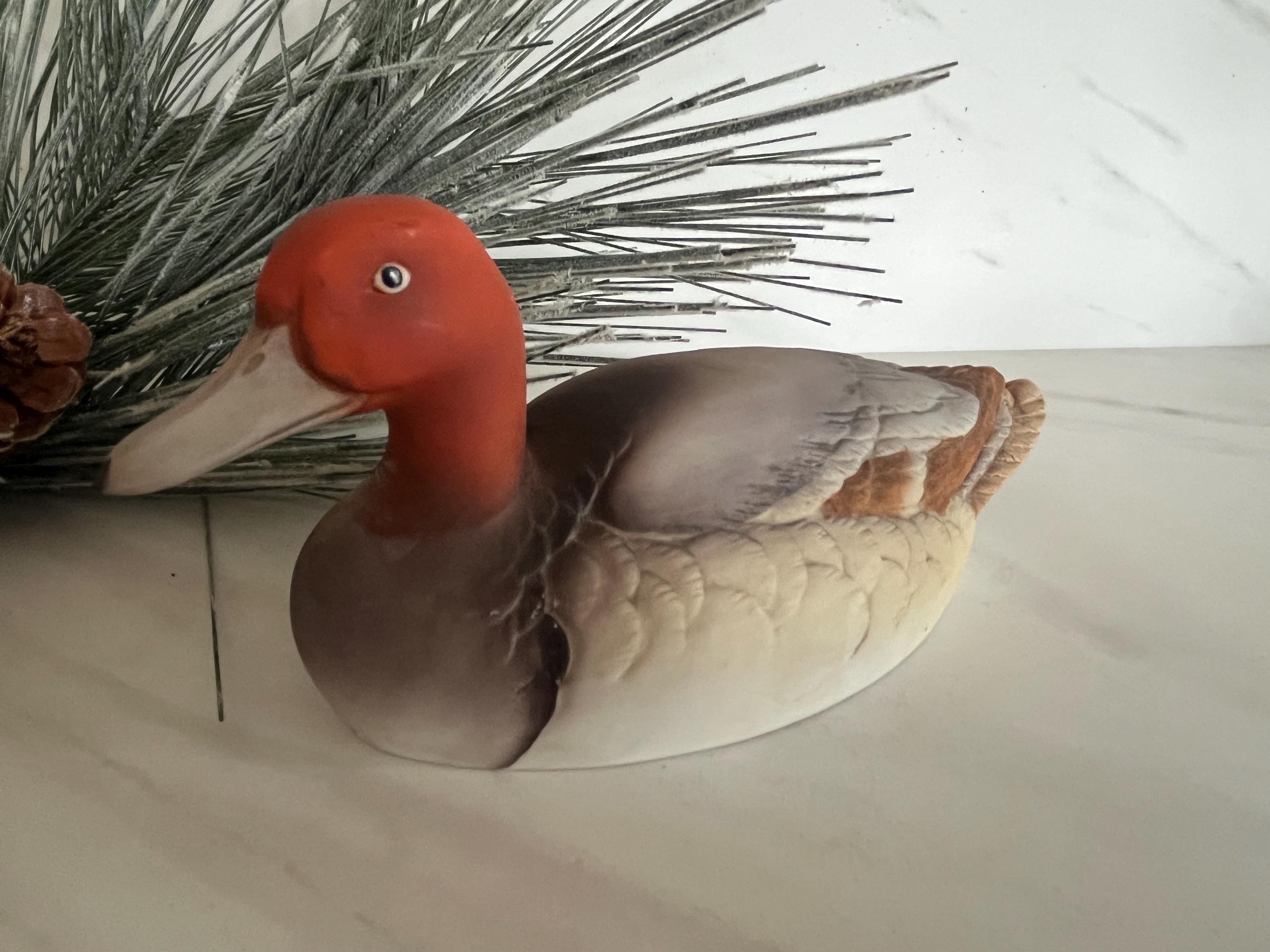 Canvasback Duck Porcelain Bisque Duck Statue. Original Tag
