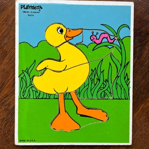 Playskool Duck Wooden Jigsaw Puzzle. 186-05 5 PC. Made in USA. * See item details.
