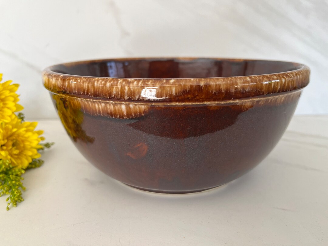 Brown Drip Glaze Pottery Bowl.... Beautiful Unmarked Etsy