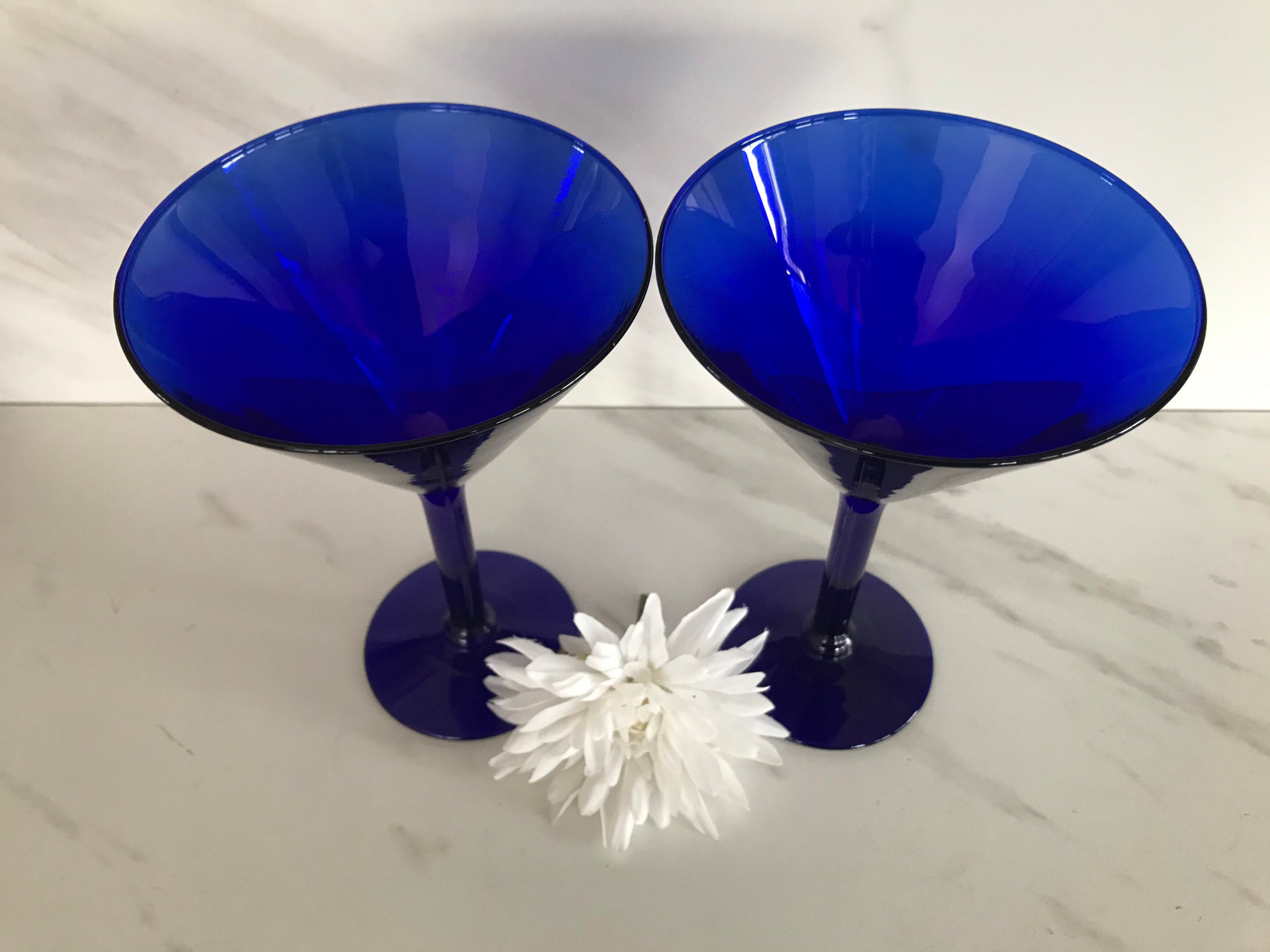 Cobalt Blue Martini Glasses. Set of 2 1990s Etsy