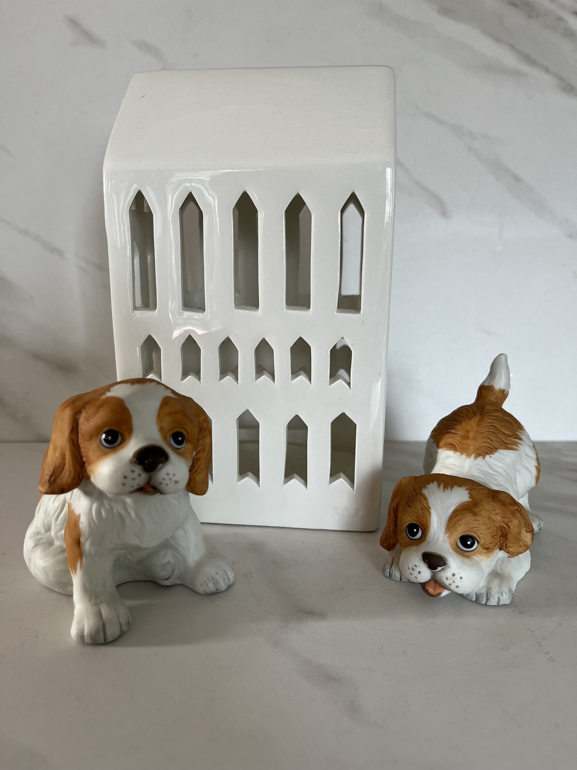 * vintage dog ୨୧ * モコモコ ホワイトの プードルちゃん Vintage 1960's Fluffy Brown White Glook Style Dog Soft Toy