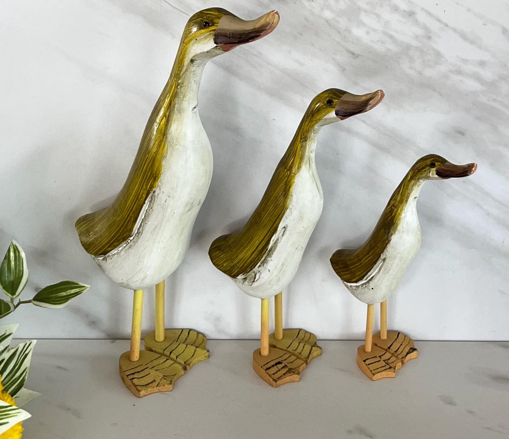 Silly Decoy Duck Family! Carved Look and Hand Painted Trio Wooden