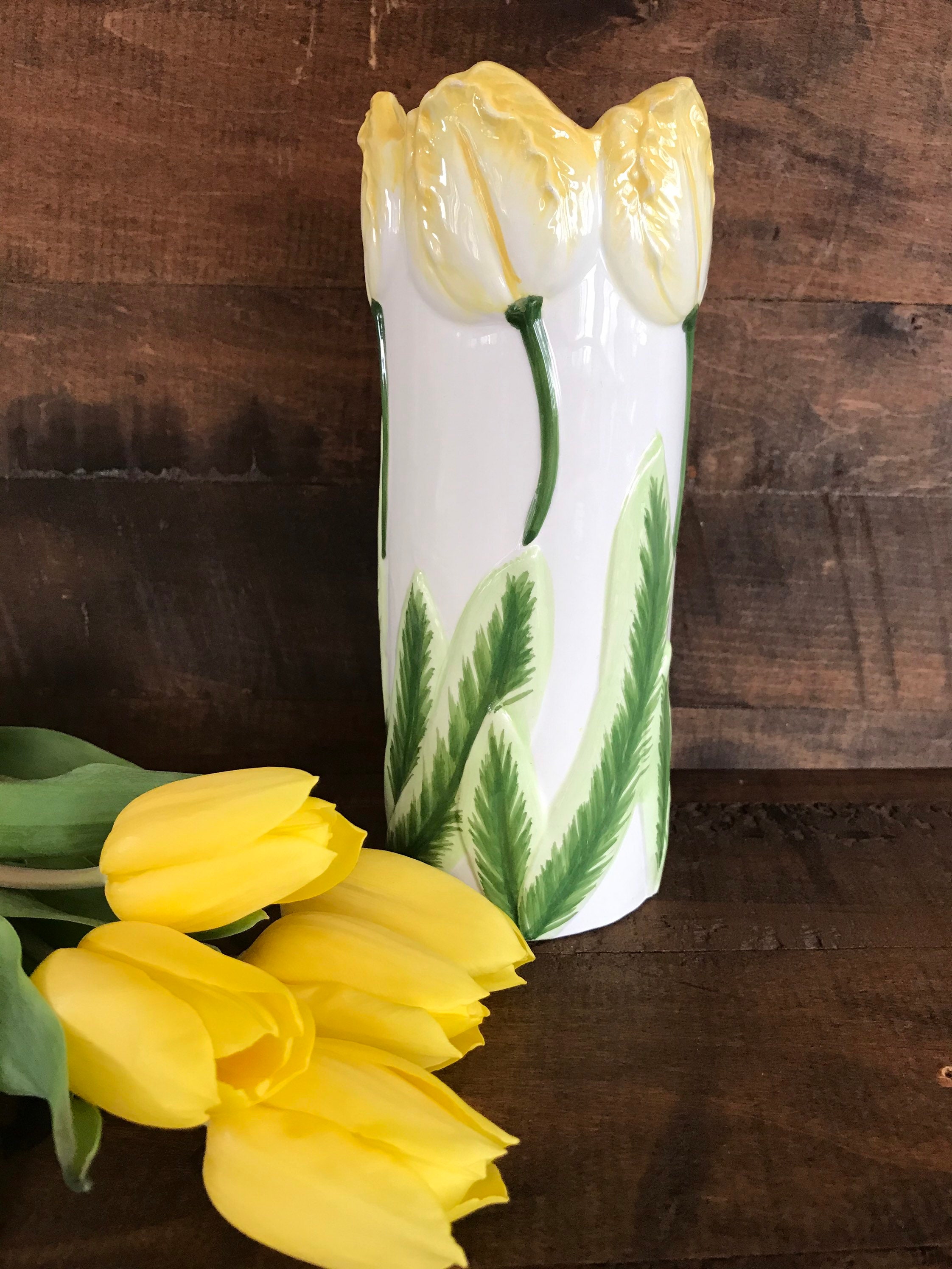 Vintage Ceramic Tulip Vase. Beautiful Three Dimensional Etsy