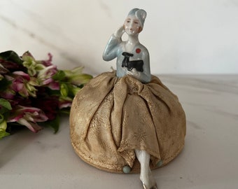 Pin Cushion Doll. Antique  Porcelain Art Deco Lady Pin Cushion Doll. 1910/1920’s Austria Unmarked