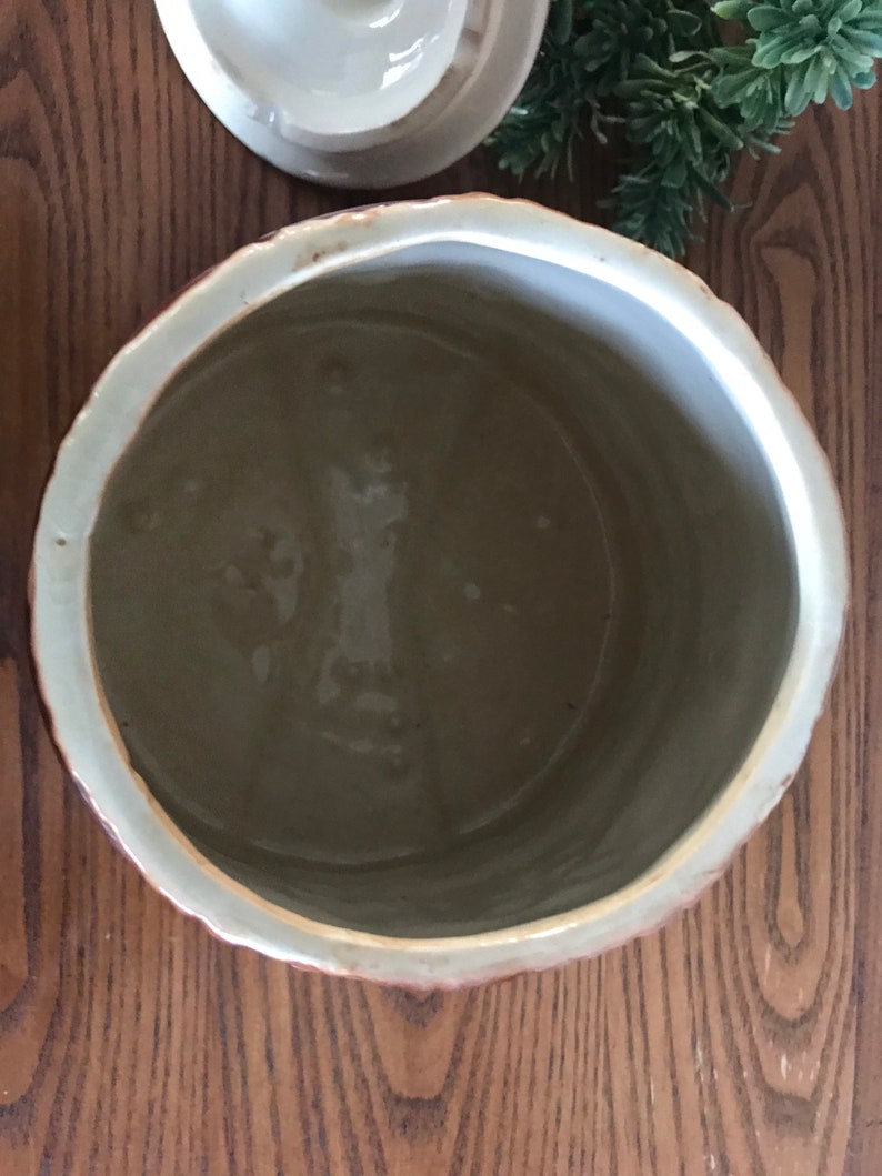 Cookie Jar Butter Churn Antique American Bisque Pottery 194050\u2019s Farmhouse Gorgeous!