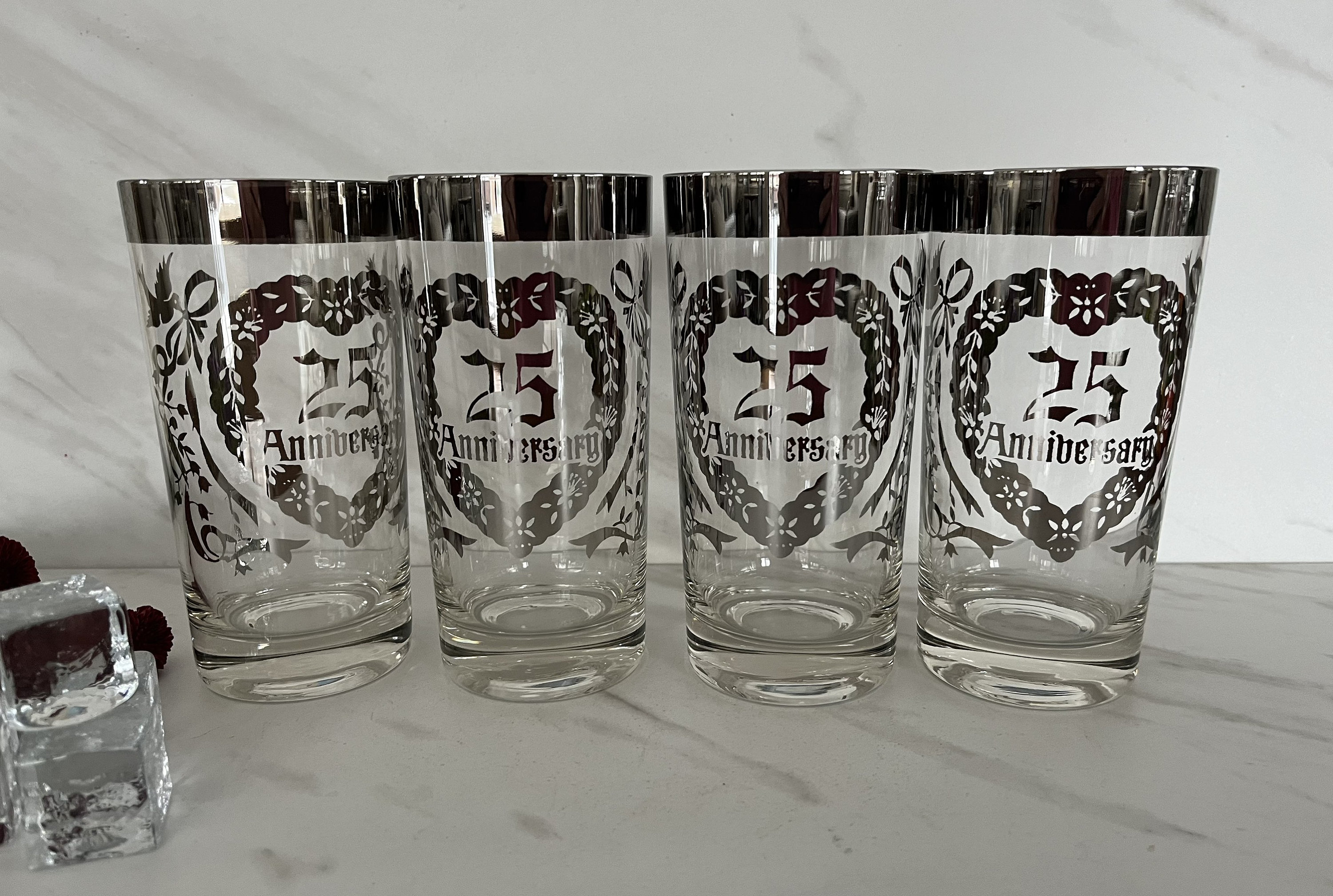 Vintage Silver Rim 25th Anniversary Glass Tumblers. 1960's - Etsy