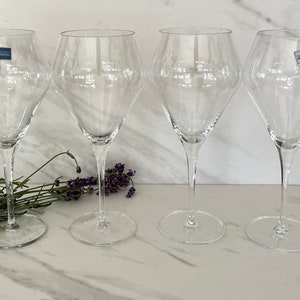Vintage Schott Zwiesel Crystal Wine Glasses. Marked with Schott Zwiesel Embossed Stamp. Set of Four.