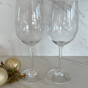 Vintage Schott Zwiesel Crystal Wine Glasses. Marked with Schott Zwiesel Embossed Stamp. Set of Two.