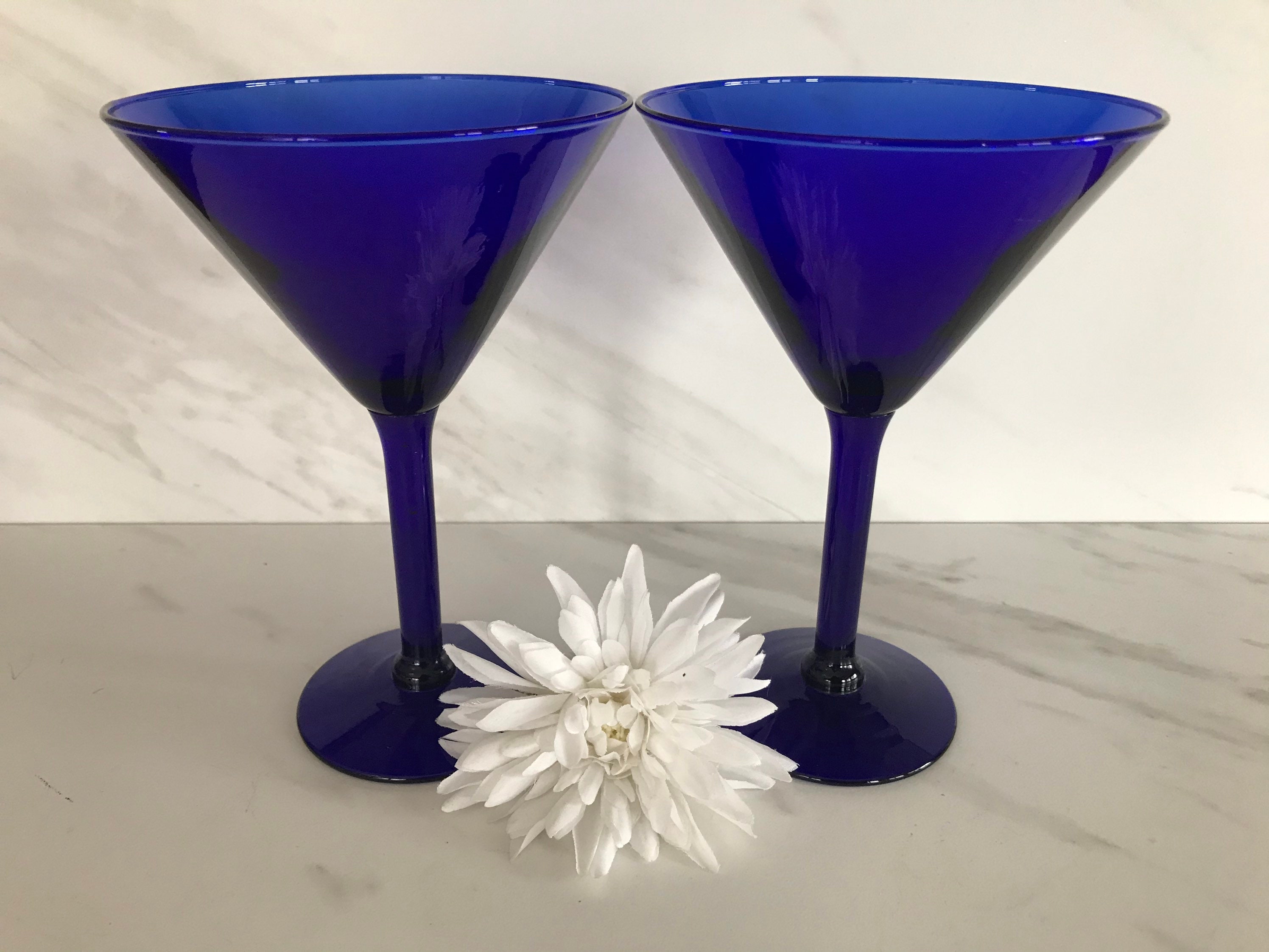 Cobalt Blue Martini Glasses. Set of 2 1990s Etsy