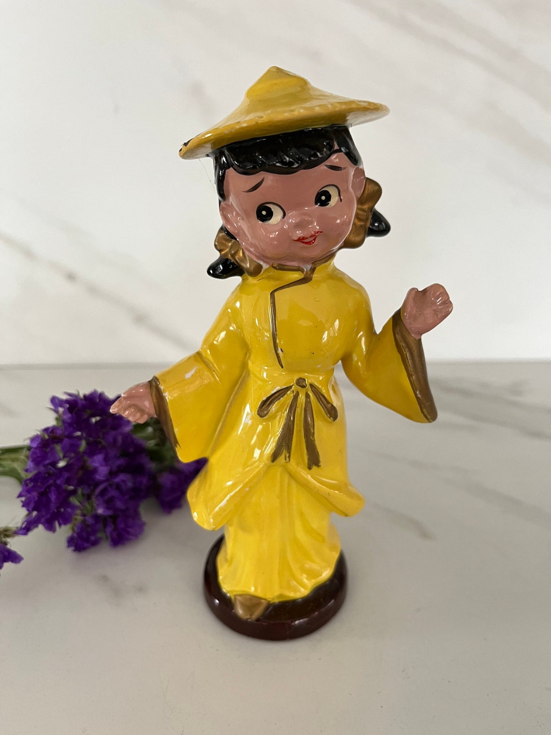 Vintage Asian Ceramic Girl Figurine With Traditional Dress and Etsy