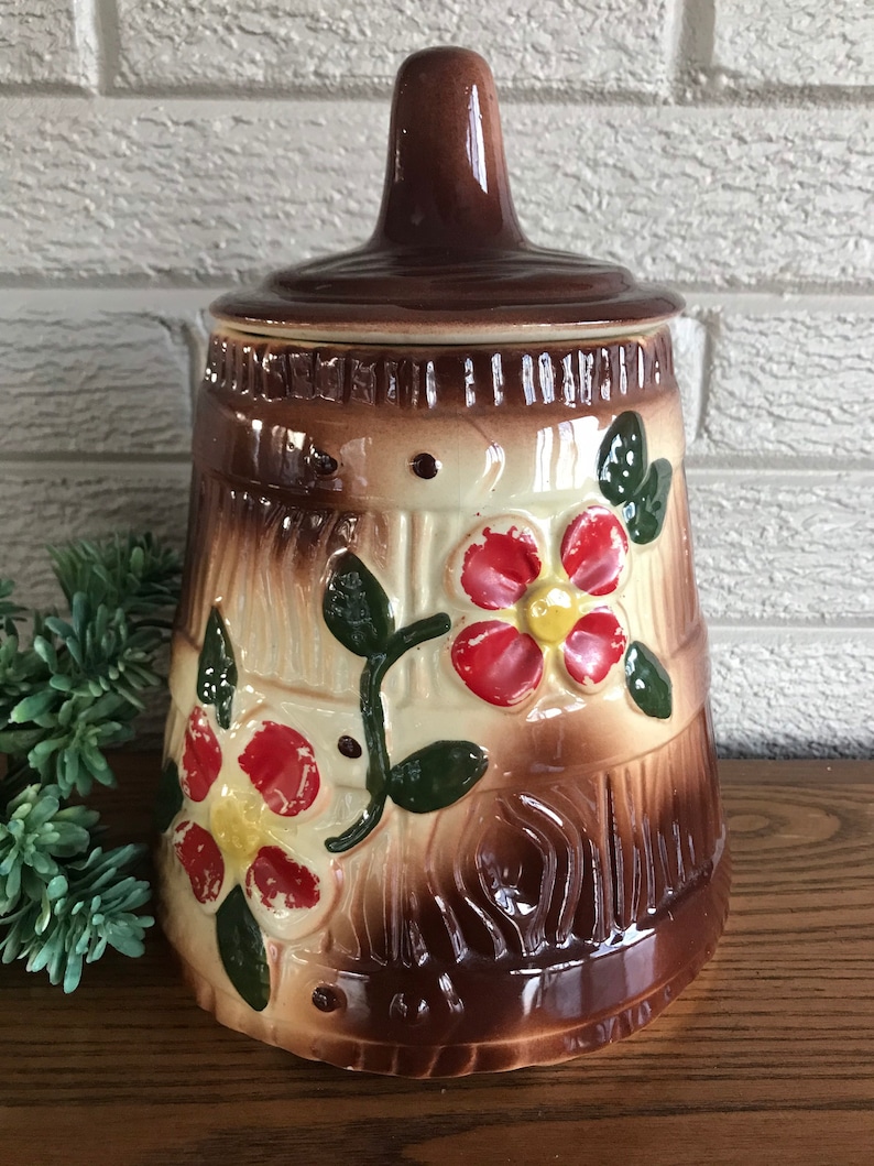 Cookie Jar Butter Churn Antique American Bisque Pottery 194050\u2019s Farmhouse Gorgeous!
