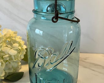 Vintage Set of 2 Blue Ball Ideal Glass Mason Jars, 1900-1910 - Etsy