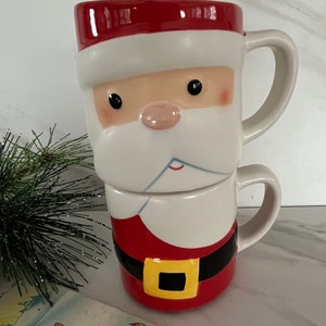 Hallmark Vintage Stackable Santa Mug 2- Piece Set.