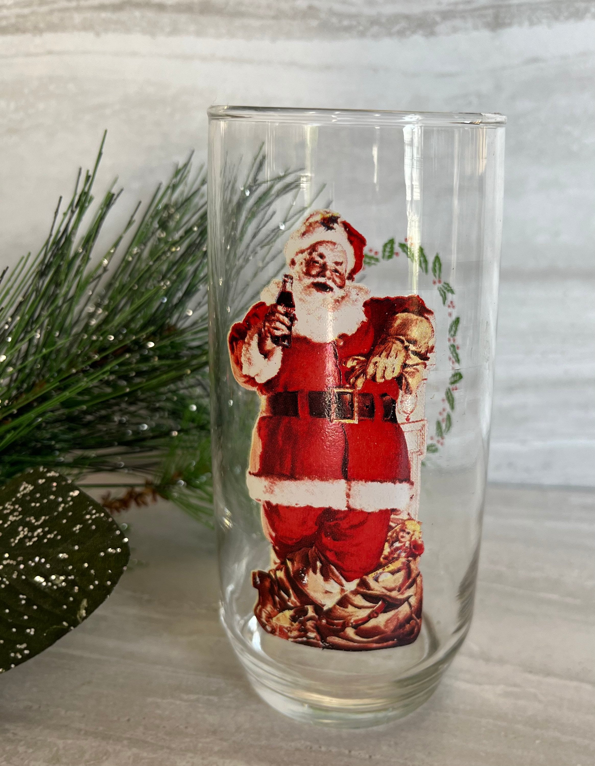 Coca-Cola サンタクロース グラス 3個セット 2 Vintage Christmas Santa Claus Glasses Coca-Cola Coke 12oz