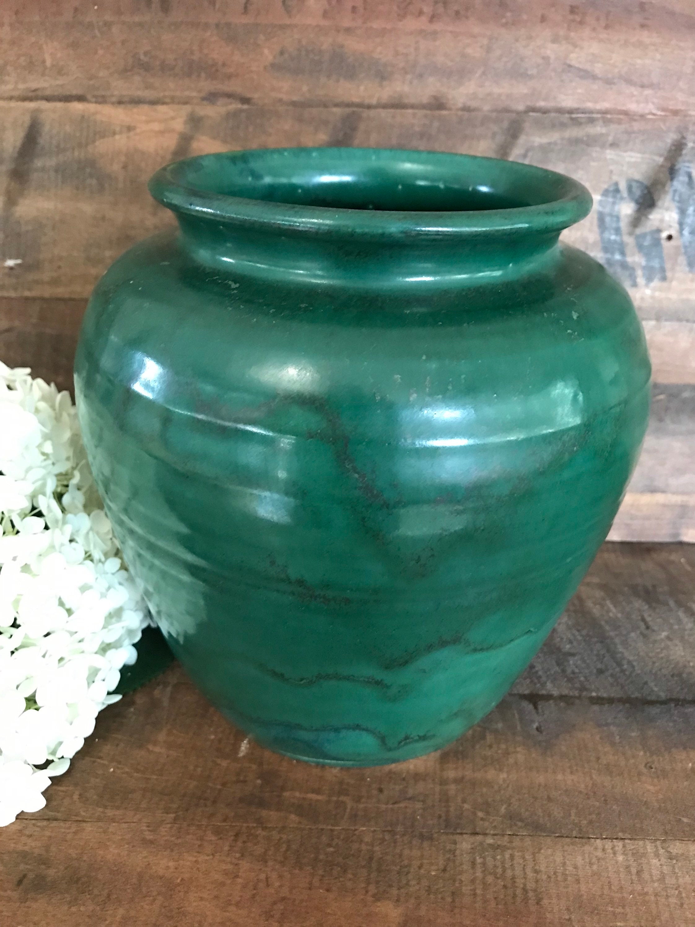 Antique Green Drip Glaze Stoneware Pottery Vase. Etsy