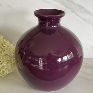 Haeger Pottery Vintage Large Purple Balloon Belly Vase. Made in USA 1990.