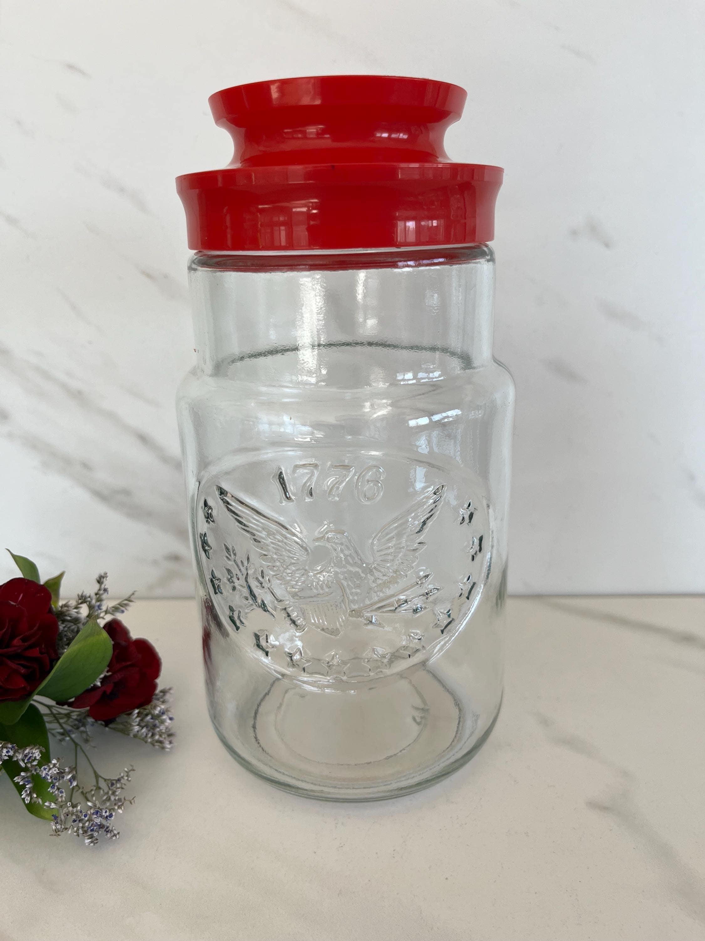 アンティーク　マッキー　ミルクガラス　調味料入シェイカー　コック　アメリカ　レア Maxwell House Patriotic Souvenir Bicentennial Anchor Hocking Glass