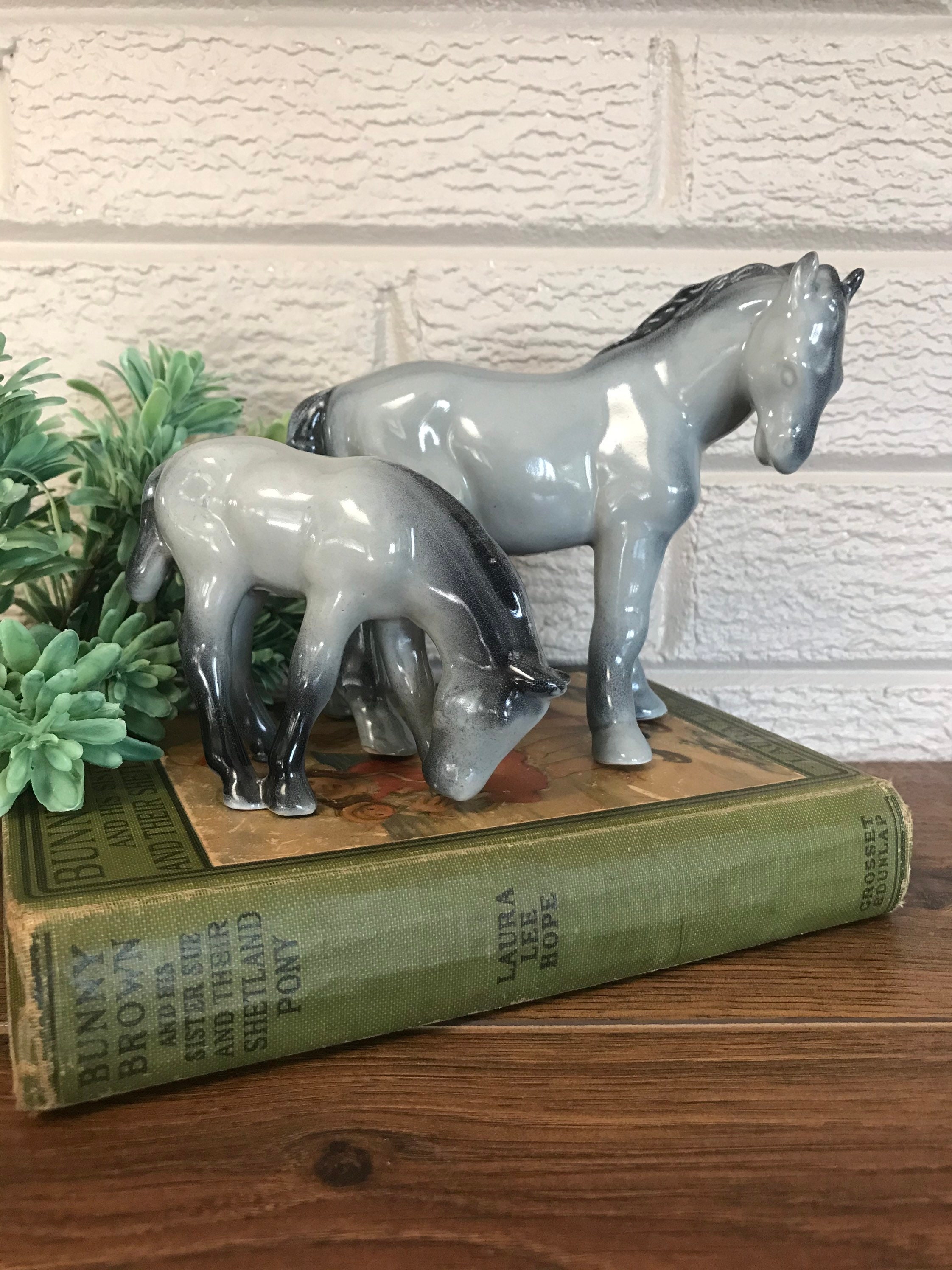 Horse Statues. Beautiful Gray and Black Ceramic Vintage Dam Etsy