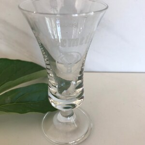 Jagermeister White Letter with Stag  “Jagermeister” Logo Pedestal Shot Glass. 1990’s