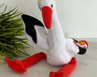 Stork Stilts the Stork Toy Beanie Baby. Birthday June 16 1998 Ty  Inc. Oakbrook, Illinois. Baby Shower decor