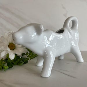 Vintage Ceramic Cow Creamer. Marked Home Essential. White Ceramic Happy Cow Collection. 1990’s