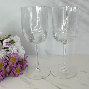 Vintage Polished Crystal Optic Stemware Champagne or Wine glasses 1980’s Set of Two.