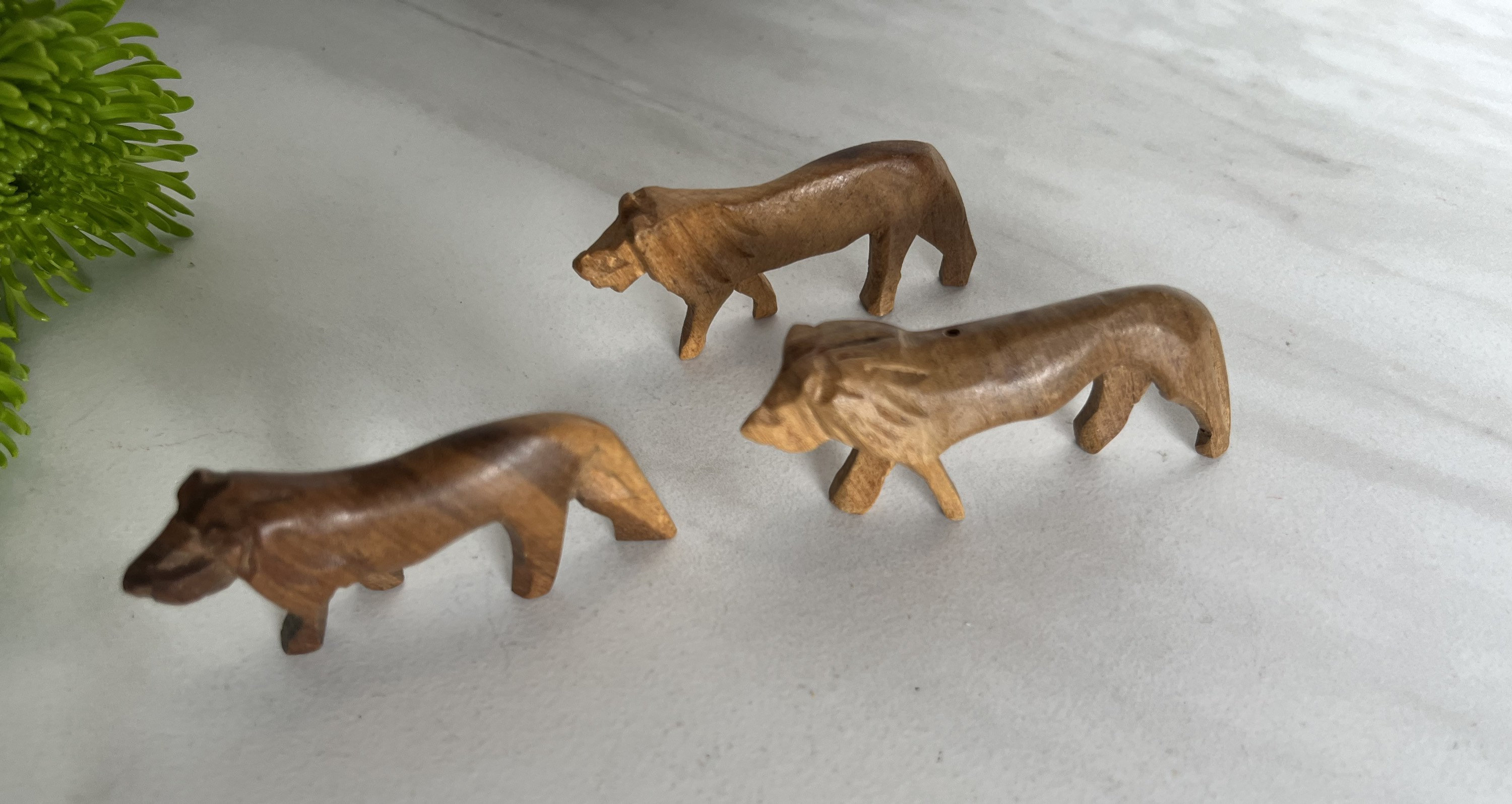 Hand Carved Wooden Safari Animals Collection. Set of Three. - Etsy